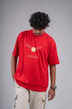 Premium Men’s Solid Round Neck Batman T-Shirt – Red